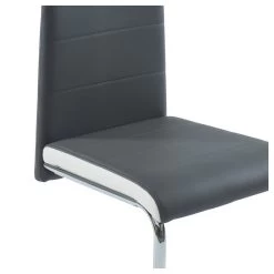 Lot De 4 Chaises MARA Simili Gris Et Blanc Pieds Métal Chromé -Canapé Rêve Promos Magasin lot de 4 chaises mara 3