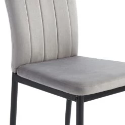 Lot De 4 Chaises POPPY Velours Gris Pieds En Métal Noir -Canapé Rêve Promos Magasin lot de 4 chaises poppy velours gris pieds en metal noir 2