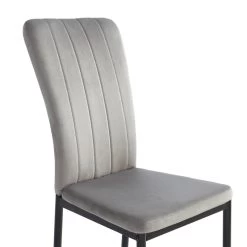 Lot De 4 Chaises POPPY Velours Gris Pieds En Métal Noir -Canapé Rêve Promos Magasin lot de 4 chaises poppy velours gris pieds en metal noir 4