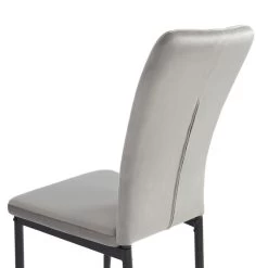 Lot De 4 Chaises POPPY Velours Gris Pieds En Métal Noir -Canapé Rêve Promos Magasin lot de 4 chaises poppy velours gris pieds en metal noir 5