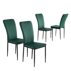 Lot De 4 Chaises POPPY Velours Vert Pieds En Métal Noir 12 Lot De 4 Chaises POPPY Velours Vert Pieds En Métal Noir -Canapé Rêve Promos Magasin lot de 4 chaises poppy velours vert pieds en metal noir 2