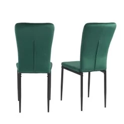 Lot De 4 Chaises POPPY Velours Vert Pieds En Métal Noir 14 Lot De 4 Chaises POPPY Velours Vert Pieds En Métal Noir -Canapé Rêve Promos Magasin lot de 4 chaises poppy velours vert pieds en metal noir 4