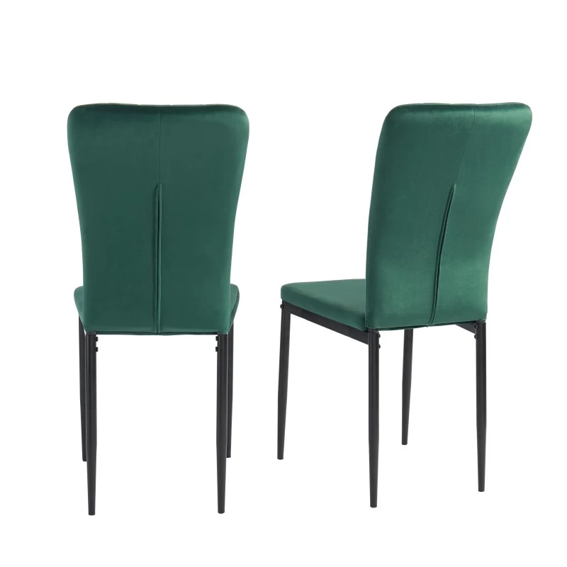 Lot De 4 Chaises POPPY Velours Vert Pieds En Métal Noir 5 Lot De 4 Chaises POPPY Velours Vert Pieds En Métal Noir – Image 5