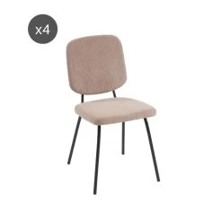 Lot De 4 Chaises SUZIE Velours Côtelé Taupe -Canapé Rêve Promos Magasin lot de 4 chaises suzie velours cotele taupe 6