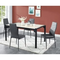 Canapé Rêve Promos Magasin -Canapé Rêve Promos Magasin lot de 6 chaises sam simili gris pieds en metal 1