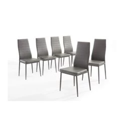 Lot De 6 Chaises SAM Simili Gris Pieds En Métal