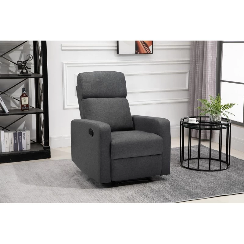 Fauteuil Relax Large LOVA En Tissu Gris Foncé Avec Fonction Manuel 1 Fauteuil Relax Large LOVA En Tissu Gris Foncé Avec Fonction Manuel