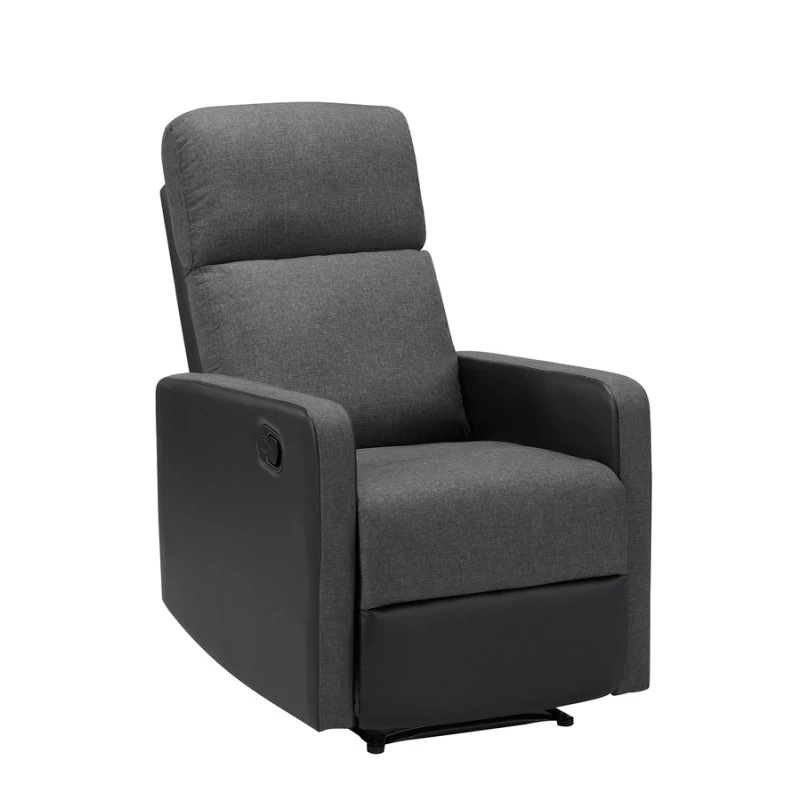 Fauteuil Relax Small LOVA PU Noir Et Tissu Gris Foncé Avec Fonction Manuel 2 Fauteuil Relax Small LOVA PU Noir Et Tissu Gris Foncé Avec Fonction Manuel – Image 2