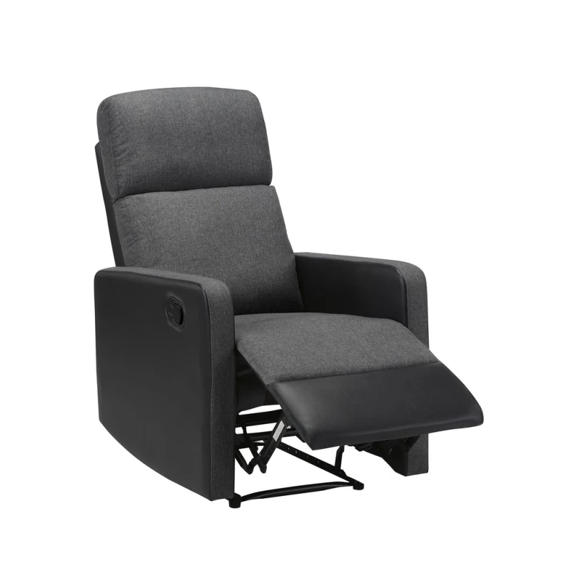 Fauteuil Relax Small LOVA PU Noir Et Tissu Gris Foncé Avec Fonction Manuel 4 Fauteuil Relax Small LOVA PU Noir Et Tissu Gris Foncé Avec Fonction Manuel – Image 4