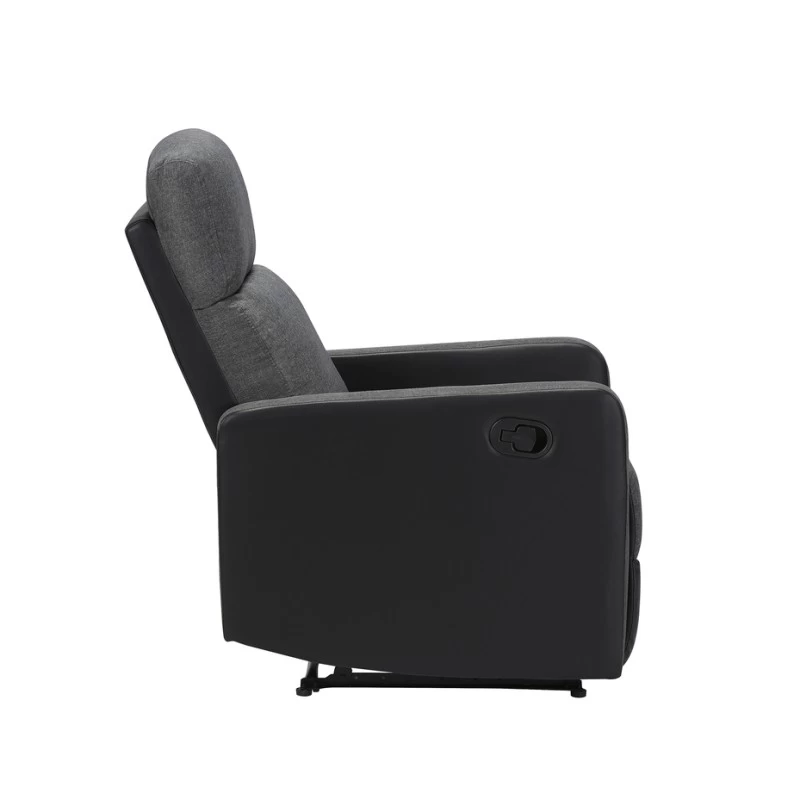 Fauteuil Relax Small LOVA PU Noir Et Tissu Gris Foncé Avec Fonction Manuel 6 Fauteuil Relax Small LOVA PU Noir Et Tissu Gris Foncé Avec Fonction Manuel – Image 6