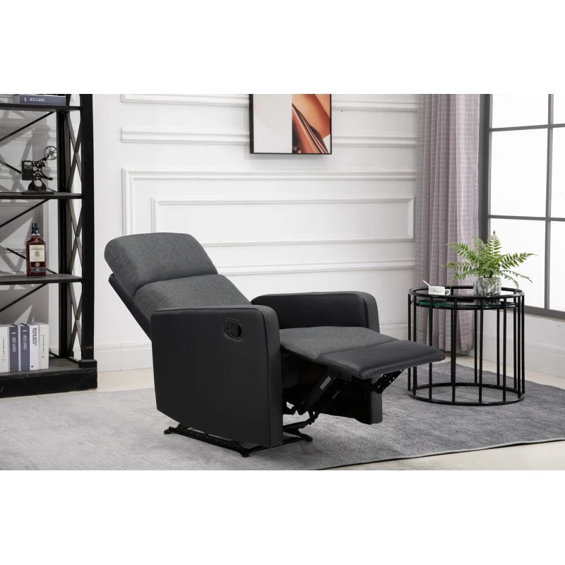 Fauteuil Relax Small LOVA PU Noir Et Tissu Gris Foncé Avec Fonction Manuel 10 Fauteuil Relax Small LOVA PU Noir Et Tissu Gris Foncé Avec Fonction Manuel – Image 10