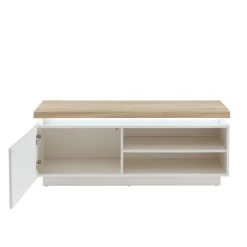 Meuble Tv à Led COSMOS Laqué Blanc Et Effet Chêne L120cm -Canapé Rêve Promos Magasin meuble tv a led cosmos laque blanc et effet chene l120cm 7