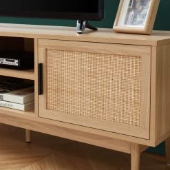 Meuble Tv AMANA Cannage Rotin 2 Portes 130cm -Canapé Rêve Promos Magasin meuble tv amana 2