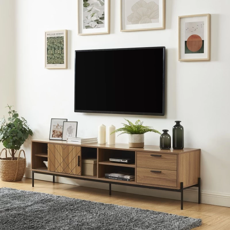 Meuble Tv GEOMA Effet Chêne Foncé Et Gris L180cm 4 Meuble Tv GEOMA Effet Chêne Foncé Et Gris L180cm – Image 4