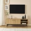 Meuble Tv JAMES Effet Chêne Pieds Métal Noir 150cm