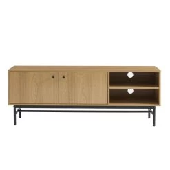 Meuble Tv JAMES Effet Chêne Pieds Métal Noir 150cm -Canapé Rêve Promos Magasin meuble tv james effet chene pieds metal noir 5