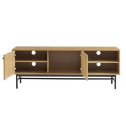 Meuble Tv JAMES Effet Chêne Pieds Métal Noir 150cm -Canapé Rêve Promos Magasin meuble tv james effet chene pieds metal noir 6