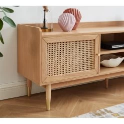 Meuble Tv LEON Chêne Et Cannage Rotin 160cm 11 Meuble Tv LEON Chêne Et Cannage Rotin 160cm -Canapé Rêve Promos Magasin meuble tv leon bois et cannage naturel 1 porte et 2 tiroirs l160cm 3