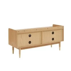 Meuble TV LEON Placage Chêne Et Cannage Rotin 120cm -Canapé Rêve Promos Magasin meuble tv leon placage chene et cannage rotin 120cm 7