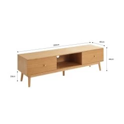 Meuble Tv MARCEL Placage Bois De Chêne 2 Tiroirs - L160cm -Canapé Rêve Promos Magasin meuble tv marcel placage bois de chene 2 tiroirs l160cm 1