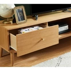 Meuble Tv MARCEL Placage Bois De Chêne 2 Tiroirs - L160cm -Canapé Rêve Promos Magasin meuble tv marcel placage bois de chene 2 tiroirs l160cm 2