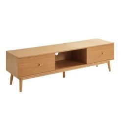 Meuble Tv MARCEL Placage Bois De Chêne 2 Tiroirs - L160cm -Canapé Rêve Promos Magasin meuble tv marcel placage bois de chene 2 tiroirs l160cm 3