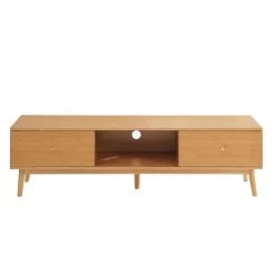 Meuble Tv MARCEL Placage Bois De Chêne 2 Tiroirs - L160cm -Canapé Rêve Promos Magasin meuble tv marcel placage bois de chene 2 tiroirs l160cm 4