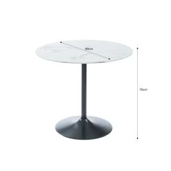 Table Ronde MONIKA Verre Effet Marbre Ronde 90cm Pied Noir -Canapé Rêve Promos Magasin monika table de sejour 90 cm 1