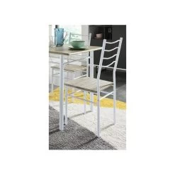 Ensemble Repas NINA Blanc Et Effet Chêne 4 Personnes 120cm -Canapé Rêve Promos Magasin ninablch table et 4 chaises 2