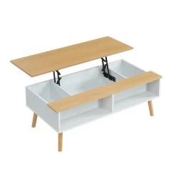 Table Basse OLEA Laqué Blanc Mat Plateau Relevable -Canapé Rêve Promos Magasin oleabl table basse scandinave 2
