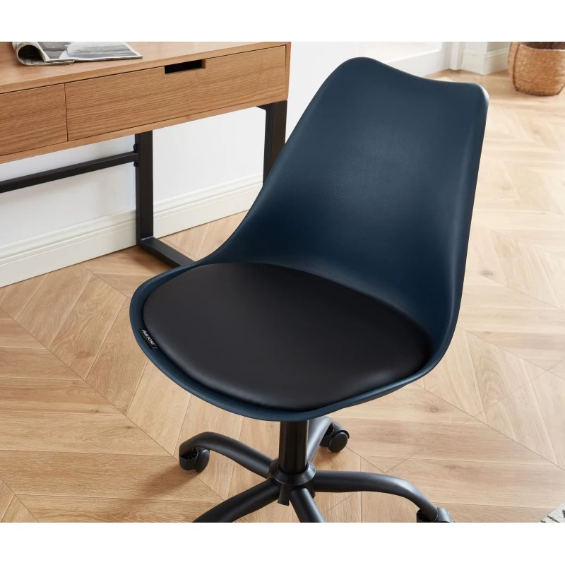 Chaise De Bureau PANTONE Bleu Nuit 5 Roulettes 2 Chaise De Bureau PANTONE Bleu Nuit 5 Roulettes – Image 2