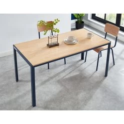 Table De Séjour PANTONE Métal Bleu Nuit Et Effet Bois 160cm 9 Table De Séjour PANTONE Métal Bleu Nuit Et Effet Bois 160cm -Canapé Rêve Promos Magasin pantone table de sejour bleu plateau en mdf 1