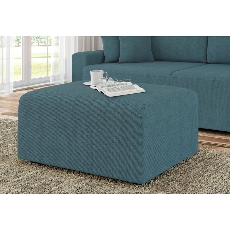 Pouf MILO Tissu Bleu Paon 1 Place 5 Pouf MILO Tissu Bleu Paon 1 Place – Image 5