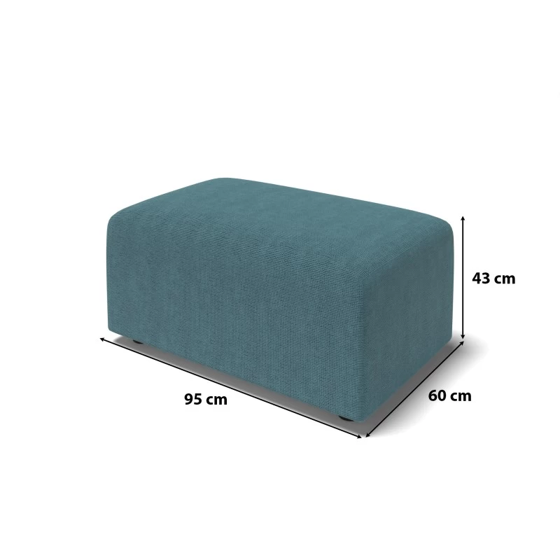 Pouf MILO Tissu Bleu Paon 1 Place 6 Pouf MILO Tissu Bleu Paon 1 Place – Image 6