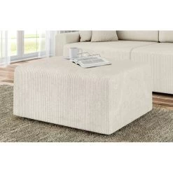 Pouf MILO Velours Côtelé Beige 1 Place -Canapé Rêve Promos Magasin pouf milo velours cotele beige 1 place 4