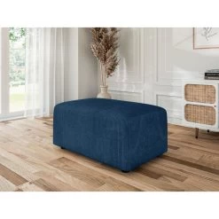 Pouf MILO Velours Côtelé Bleu Cobalt 1 Place