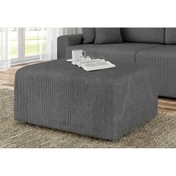 Pouf MILO Velours Côtelé Gris Souris 1 Place -Canapé Rêve Promos Magasin pouf milo velours cotele gris souris 1 place 4