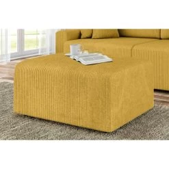 Pouf MILO Velours Côtelé Jaune 1 Place -Canapé Rêve Promos Magasin pouf milo velours cotele jaune 1 place 4