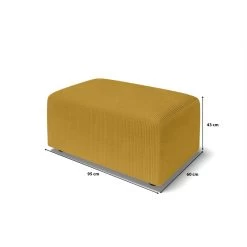 Pouf MILO Velours Côtelé Jaune 1 Place -Canapé Rêve Promos Magasin pouf milo velours cotele jaune 1 place 5