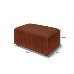 Pouf MILO Velours Côtelé Terracotta 1 Place -Canapé Rêve Promos Magasin pouf milo velours cotele terracotta 1 place 5