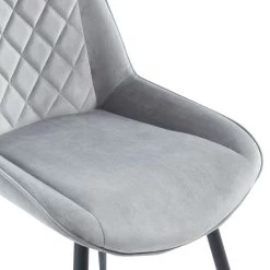 Lot De 2 Chaises ROMY Velours Gris Clair Pieds En Métal Noir -Canapé Rêve Promos Magasin romy02gr lot de 2 chaises 2