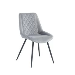 Lot De 2 Chaises ROMY Velours Gris Clair Pieds En Métal Noir -Canapé Rêve Promos Magasin romy02gr lot de 2 chaises 5