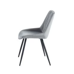 Lot De 2 Chaises ROMY Velours Gris Clair Pieds En Métal Noir -Canapé Rêve Promos Magasin romy02gr lot de 2 chaises 7