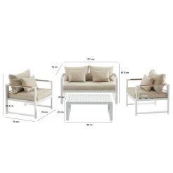 Salon De Jardin ALDO Aluminium 4 Places Coloris Blanc -Canapé Rêve Promos Magasin salon de jardin aldo aluminium 5 places coloris blanc 2