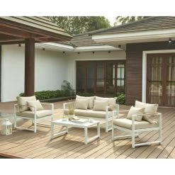 Salon De Jardin ALDO Aluminium 4 Places Coloris Blanc