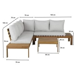 Salon De Jardin AUGUSTA En Bois D’acacia 5 Places Coussins Gris Clair -Canapé Rêve Promos Magasin salon de jardin augustanat en bois dacacia 5 places coussins beige 2