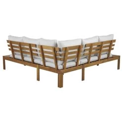 Salon De Jardin AUGUSTA En Bois D’acacia 5 Places Coussins Gris Clair -Canapé Rêve Promos Magasin salon de jardin augustanat en bois dacacia 5 places coussins beige 4
