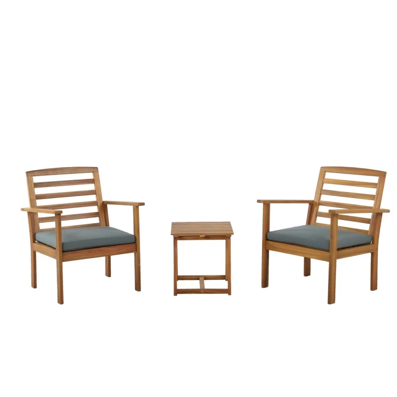 Salon De Jardin LOMA En Bois D'acacia Coloris Vert 2 Places 2 Salon De Jardin LOMA En Bois D'acacia Coloris Vert 2 Places – Image 2