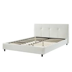 Lit SEGURA Simili Blanc 140x190 Sommier Inclus 9 Lit SEGURA Simili Blanc 140x190 Sommier Inclus -Canapé Rêve Promos Magasin segura140bl lit blanc 3