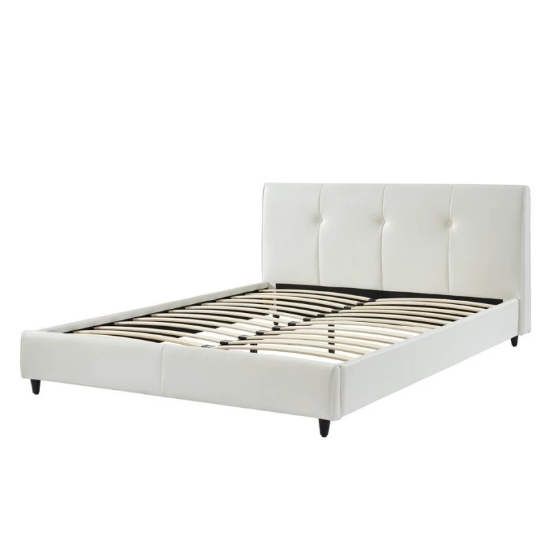 Lit SEGURA Simili Blanc 140x190 Sommier Inclus 4 Lit SEGURA Simili Blanc 140x190 Sommier Inclus – Image 4